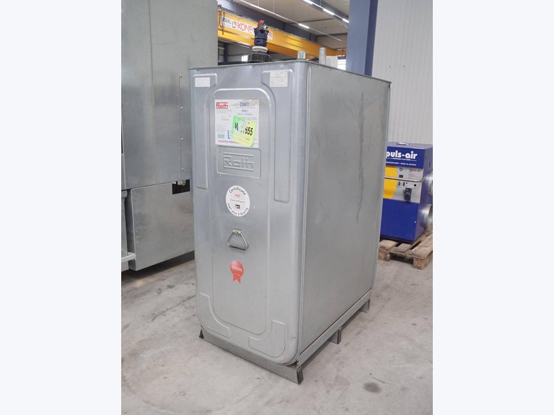 New Roth DWT double-wall oil tank in a warehouse showing certification labels